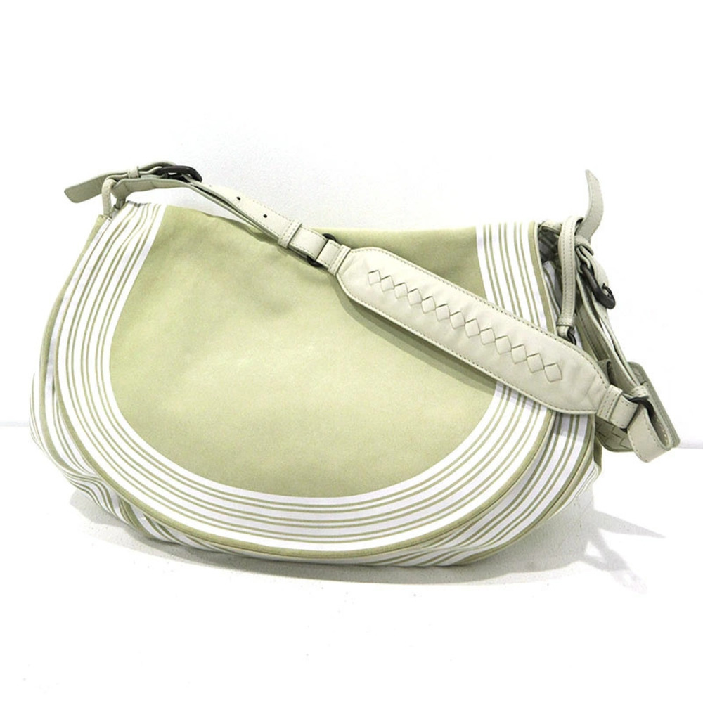 BOTTEGA VENETA slouchy crescent silhouette curved whitegreen striped flap